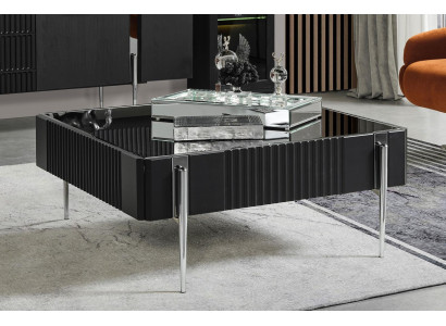 Modern Black Coffee table Living room Furniture Wooden tables Stainless steel table