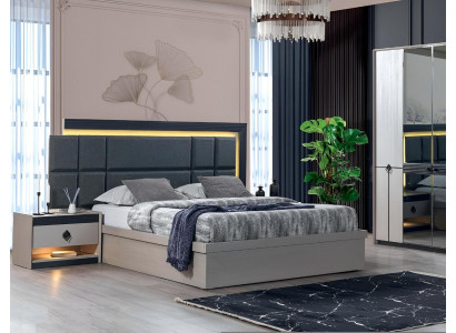 Bedroom Set 3-piece Bed 2x Bedside tables Luxury Complete Furniture Modern Design