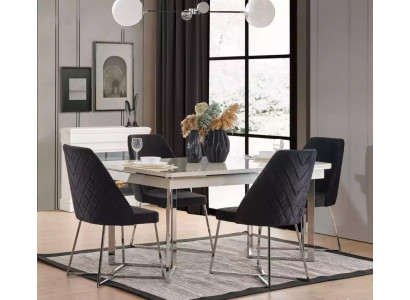 Dining table Modern Table Wood Dining room Suite 4x Chairs 5 pcs. Set Group
