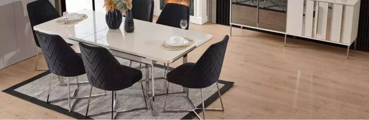 Dining table Modern Table Wood Dining room Suite 4x Chairs 5 pcs. Set Group