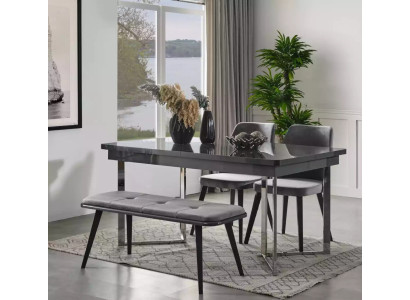 Dining room Table 4x Chairs 5pcs. Design Furniture Modern Set Suite new