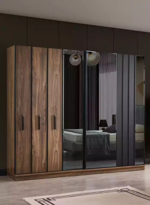 Designer Wardrobe with Mirror Bedroom Luxury Furniture Wood Wardrobe