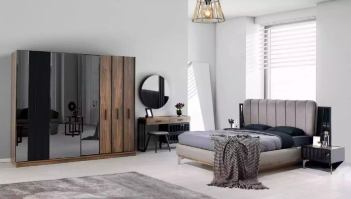 Designer Wardrobe with Mirror Bedroom Luxury Furniture Wood Wardrobe