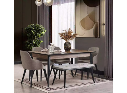 Set Dining table 4x Chairs Wood Tables Dining room Group 5pcs. Suite Suite