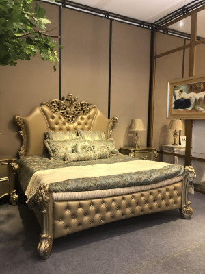 Bed Design Double bed Beds Luxury Classic Baroque Chesterfield 184x214cm new