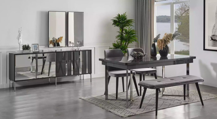 Complete Set Dining table 4x Chairs Dining room Set Ess Group Sideboard 8pcs