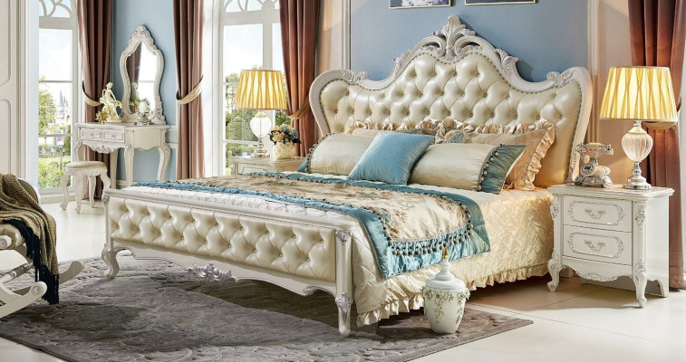 Bed 2x Bedside table 3 pcs. Bedroom Set Design Modern Luxury Bedroom sets
