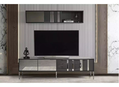 Luxury Modern Wall unit Lowboard Gray wall cabinet Living room 2-piece. new