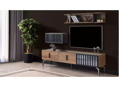 Set 2pcs. Wall unit luxury sideboard lowboard shelf wall cabinet new