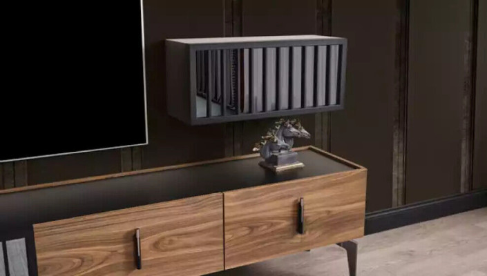 Set 2pcs. Wall unit luxury sideboard lowboard shelf wall cabinet new