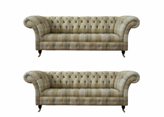 Designer Chesterfield Sofa set Sofa Couch Upholstery Set in 3+3 Seater