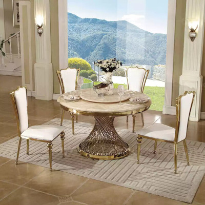 Round Table Golden Base Chrome Round Table Tables Dining Tables Luxury 130cm