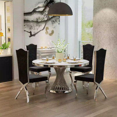 Round Table Golden Base Chrome Round Table Tables Dining Tables Luxury 130cm