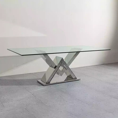 Luxury dining table pillar table silver dining tables dining room table glass table