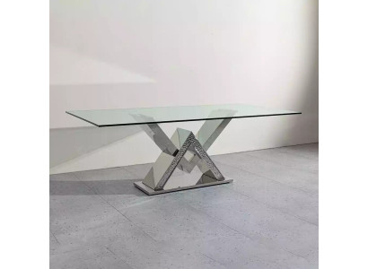 Luxury dining table pillar table silver dining tables dining room table glass table