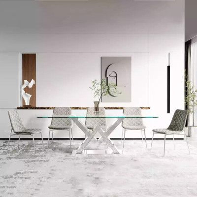 Luxury dining table pillar table silver dining tables dining room table glass table