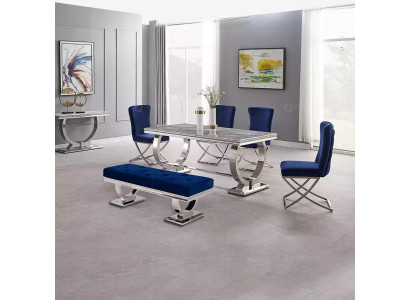 Luxury dining table column table dining room table silver 200x100