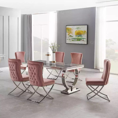 Luxury dining table column table dining room table silver 200x100