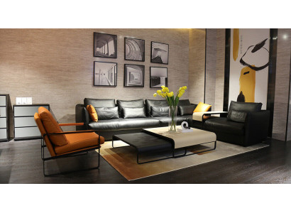 Italian Leather Style Living room Furniture Corner sofa Sofa Upholstery Suite Corner sofa