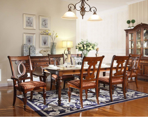 Dining room Dining table 4x Chair 2x Chair Suite Set 7pcs Luxury Wood Furniture