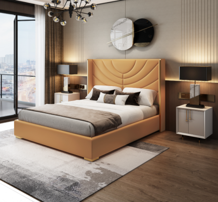 Design Double bed Bed 180x200cm Hotel Furniture Luxury Upholstery Bedroom