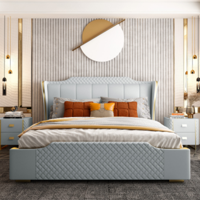 Bed Upholstery Design Luxury Double Hotel Beds Bedroom Imitation leather