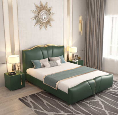 Bed Luxury Furniture Bed Frame Wood Bedroom Furnishings Imitation leather new