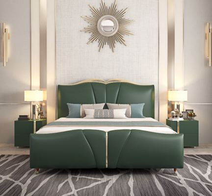 Bed Luxury Furniture Bed Frame Wood Bedroom Furnishings Imitation leather new