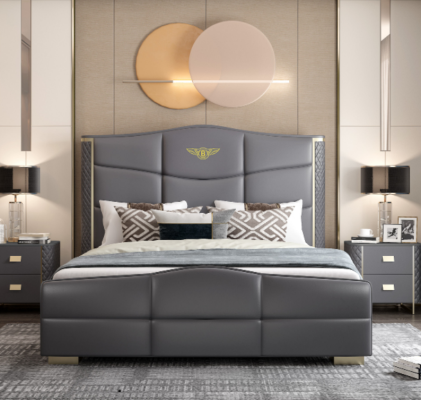 Double Design Bed Modern Hotel Luxury Sleep Room Furniture Bed Frame