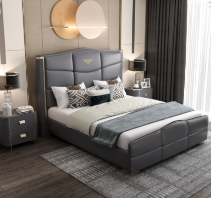 Double Design Bed Modern Hotel Luxury Sleep Room Furniture Bed Frame