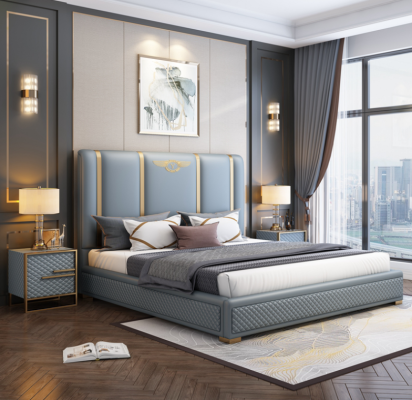 Double bed Bed Luxury Wood Bed frame e Bed frame Furniture Design Modern