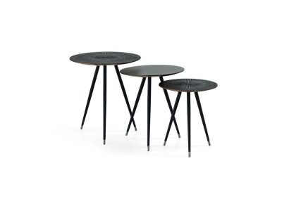Side table 3x Set Black Living room Round Table Modern Luxury Furniture 3pcs