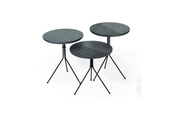 Luxury brown side tables set of 3x round tables modern living room table