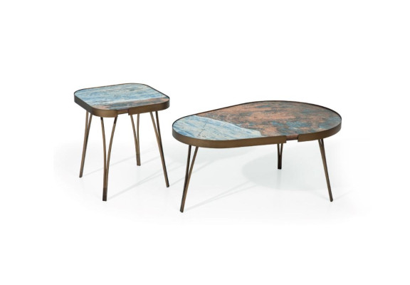 Luxur 2x Coffee table stainless steel Furniture Living room gold style Coffee tables
