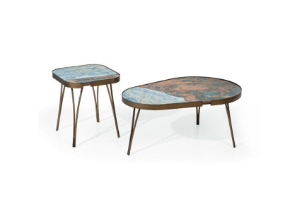 Luxur 2x Coffee table stainless steel Furniture Living room gold style Coffee tables