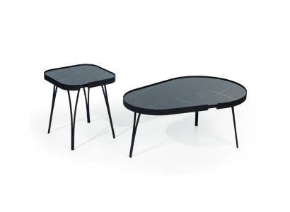 Designer gray coffee table set luxury 2x tables round side tables table