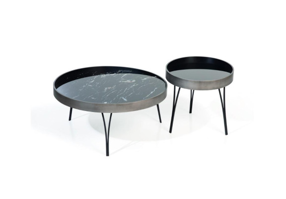 Round Set 2x Coffee tables Coffee table Side table Design Living room