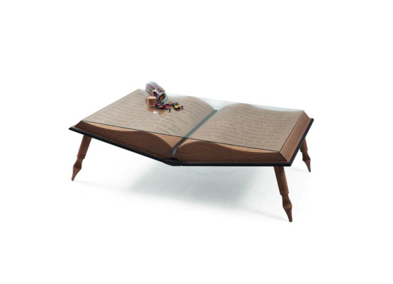 Designer coffee table living room brown book luxury furniture 126x80cm