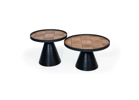 Double Coffee table Black Coffee table Design Living room table Set 2x