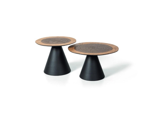Luxury Double Set 2x Coffee table Wood style Living room Furniture Black Table