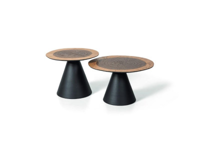 Luxury Double Set 2x Coffee table Wood style Living room Furniture Black Table