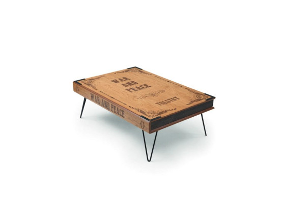 Coffee table Designer Table Brown Furniture Tables Living room stylish Tolstoy book