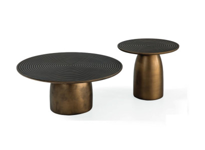 Coffee table set 2x Round Living room Table stainless steel luxury gold 2 pieces. Tables
