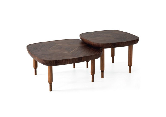 Luxury Coffee table Set 2x Coffee tables Living Room Wood Brown Furniture Table