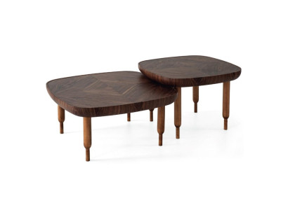 Luxury Coffee table Set 2x Coffee tables Living Room Wood Brown Furniture Table