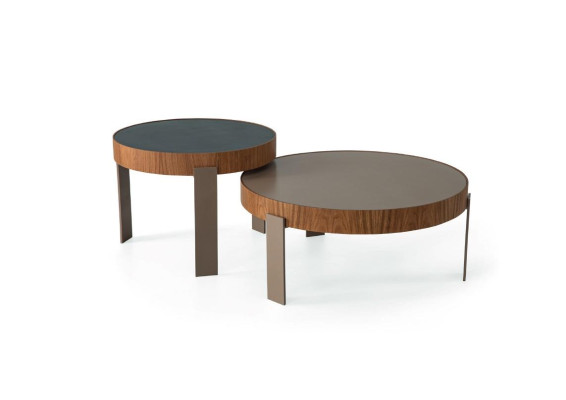 Designer Coffee table Set 2x Coffee tables Living room Wood Furniture Modern Round Tables