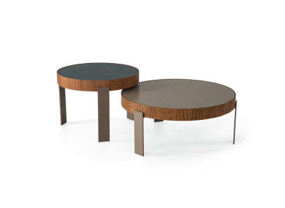 Designer Coffee table Set 2x Coffee tables Living room Wood Furniture Modern Round Tables