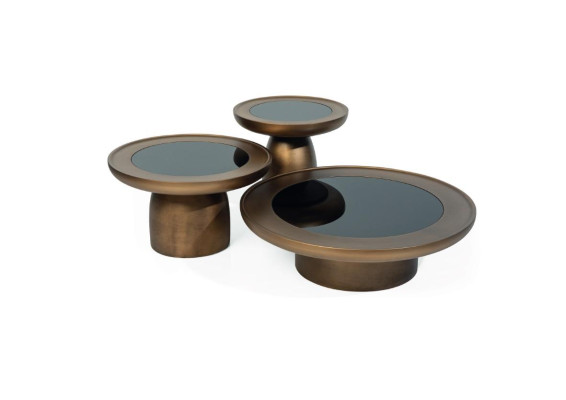 Designer Coffee table Living room Set 2x stainless steel Glass Modern Luxury Table