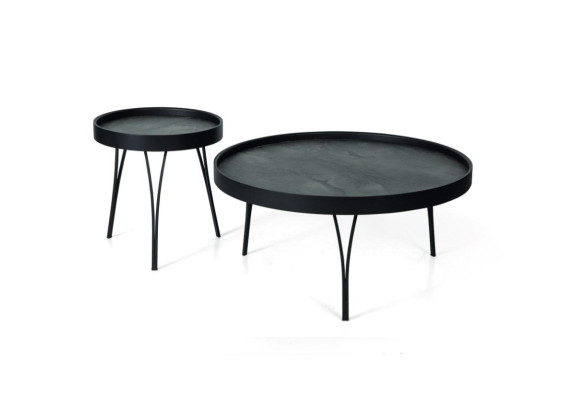 Coffee table Luxury Designer Living room table Tables 2x Coffee table Black