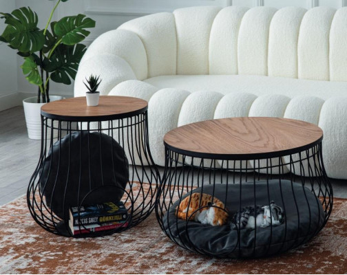 Luxury Set of 2x Coffee Table Table Round Tables Cat House Design Furniture Living room